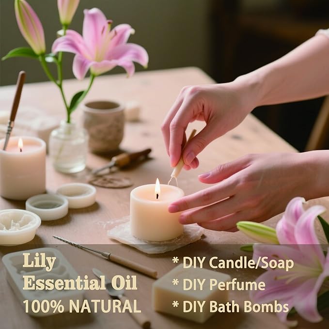 Lily Fragrance Oil-Lily Essential Oil 4.33oz (130ml)-100% Pure Natural Scent for Diffusers, Candles, Soap Making & Aromatherapy-Relaxing Home & Gift Essential Oil for Bath, Massage