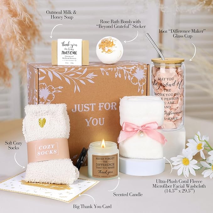 Employee Appreciation Gifts, Appreciation Gift for Coworkers, Thank You Gift for Women Coworkers Teacher Mentor Friends Leaders w 16oz Difference Maker Glass