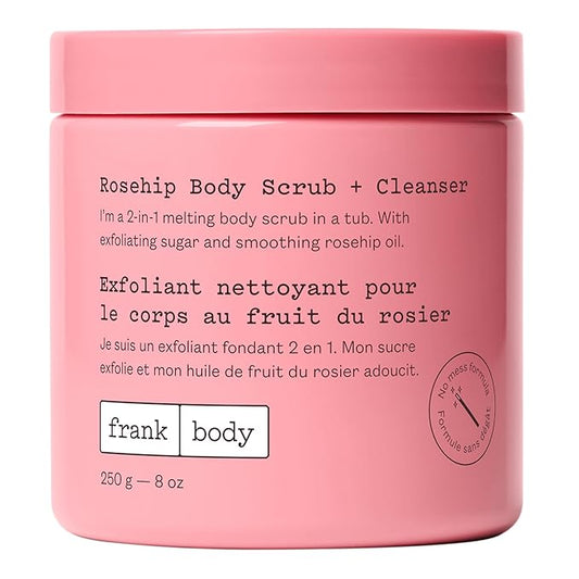frank body Rosehip Body Scrub & Cleanser | Fades Marks & Softens Skin |Exfoliating Body Scrub | With Rosehip Oil, Coffee Seed Extract & Lavender Oil | Vegan & Cruelty Free | 250g / 8.82 oz