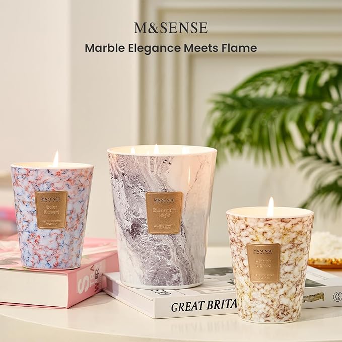 M&SENSE SolarFlowers Scented Candles for Home, 3-Wick Highly Scented Jar Candles, Extra Large Candle 35 Oz 150 Hours Long Lasting Burning, Relaxing Aromatherapy Candle for Stress Relief,Meditation