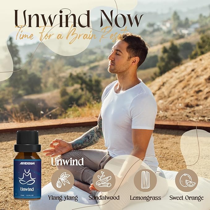 Essential Oil Blends Set, ARVIDSSON Natural Essential Oils for Diffusers, Well-Being Gift Set - Sweet Dreams, Happy, Unwind and More, Aromatherapy Diffuser Oils for Home