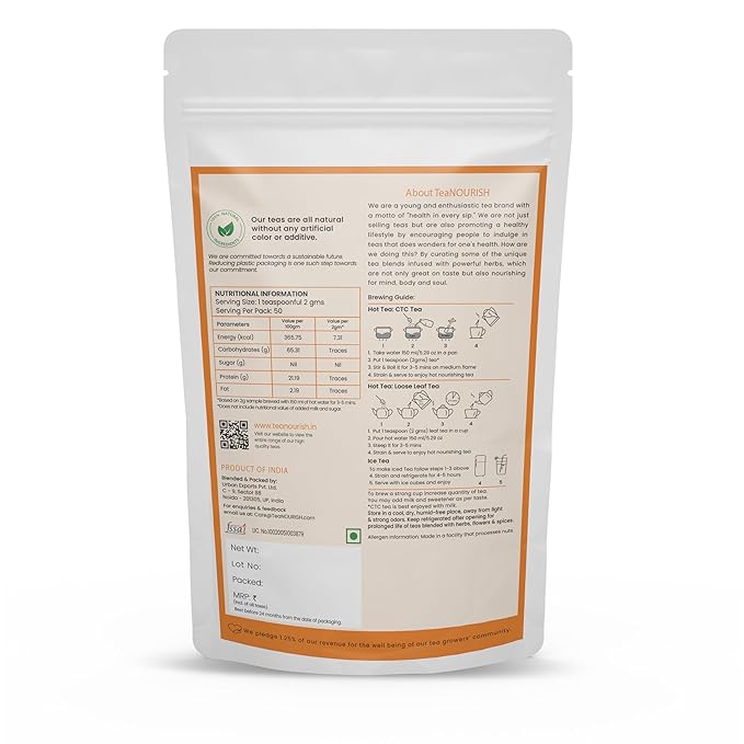 TeaNOURISH Turmeric Masala Herbal Tea | CAFFEINE-FREE | 100% NATURAL | Immunity Support Tea | Turmeric, Cinnamon, Cardamom, Black Pepper, Lemongrass - 3.53oz/100g