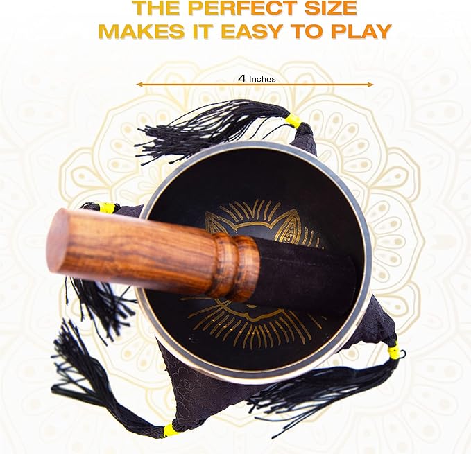 Tibetan Singing bowl Set - Easy To Play Cat Design Meditation Mindful 7 Chakra Sound Healing Handcrated Gift By HIMALAYAN BAZAAR