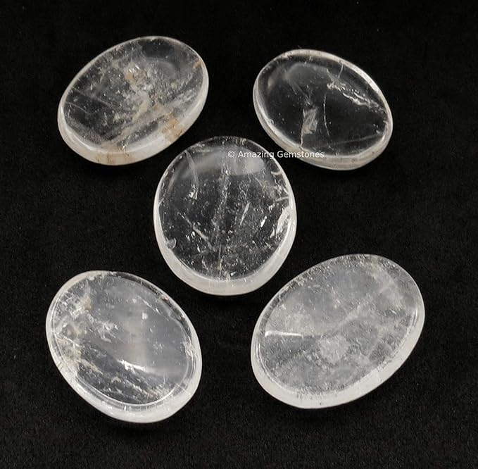 Amazing Gemstone Clear Quartz Crystal Worry Stone Crystals and Healing Stones - Worry Stones for Stress Relief Gift - Piedra Crystal Fidget for Meditation - Unique Stocking Stuffers and Birthday Gift