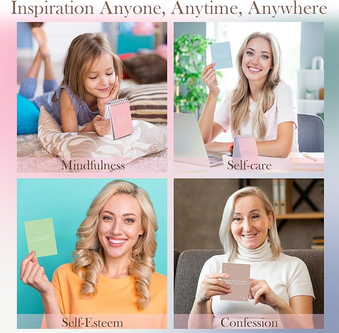 XKDOUS Affirmation Cards for Women, 60 Positive Affirmations Cards, Perpetual Calendar, Motivational Cards with Miracle Mantras, Birthday Inspirational Friendship Gifts for Women, Desk Accessories