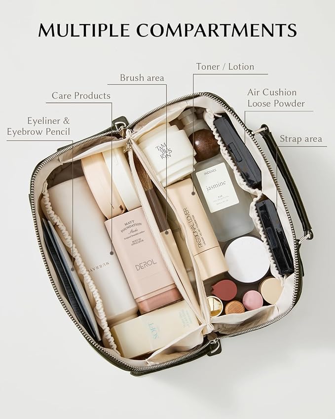 EACHY Travel Makeup Bag,Large Capacity Cosmetic Bags for Women,Waterproof Portable Pouch Open Flat Toiletry Bag Pattern Makeup Bag