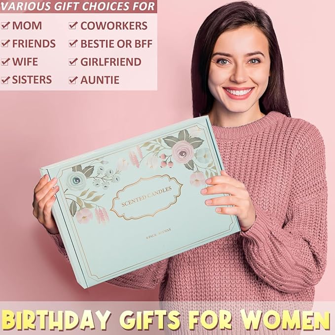 6 Pack Candles for Home Scented,Jar Candles,Lavender Candle,Aromatherapy Candle Gifts Set for Women,Long Lasting Scented Candles Gift for Birthday Mother's Thanksgiving Day Present