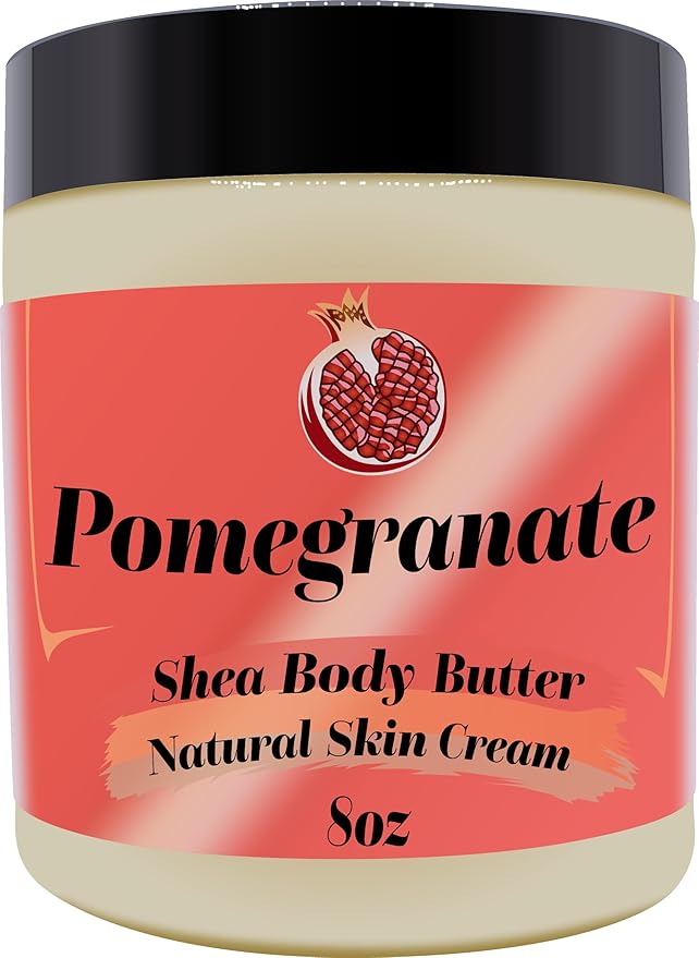 Ultra-Soft Shea Body Butter, Dry Skin Cream for Radiant Moisturized Skin, Natural Hydrating Body Lotion with Aloe Vera, Argan Oil, Rosehip Oil, (Pomegranate, 8oz)
