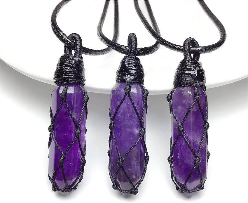 EDEN'S CALL Hexagonal Crystal Point Pendant Necklace for Unisex Adjustable Dainty Natural Stone Pendulum Amulet for Good Luck