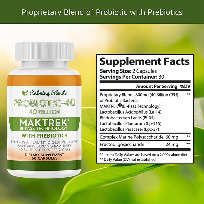 Diverticulitis Tea and Probiotic (40 Billion CFU per Serving, 60 Capsules) Supports Digestive Health