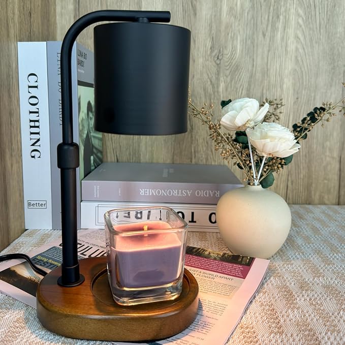 Candle Warmer Lamp Timer - Adjustable Black Candle Lamp Warmer, Birthday Gifts for Women, for Mom, House Warming Gifts New Home, Candle Warmer for Jar Candles with 2 Bulb