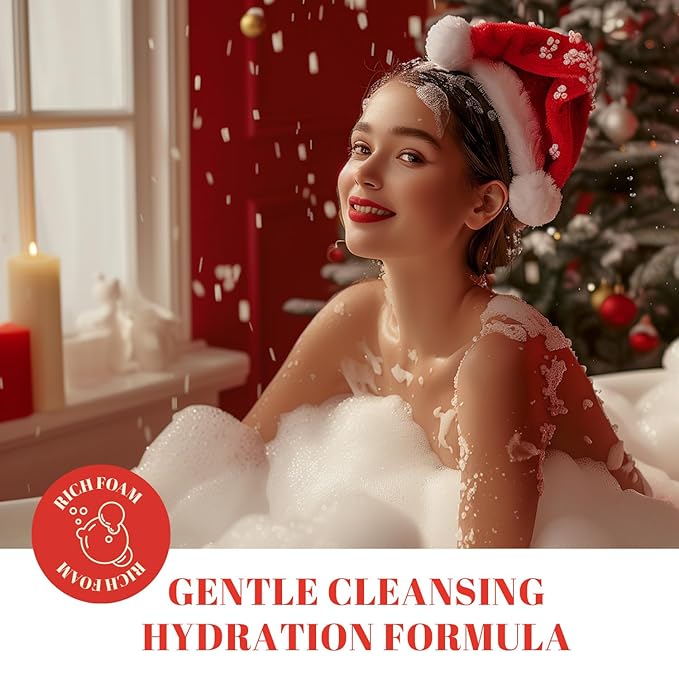 Christmas Bath and Body Gift Set for Women - Holiday Stocking Stuffers With Body Butter, Shower Gel, Lotion, Shampoo, Bubble Bath, Mini Towel - Birthday Gifts