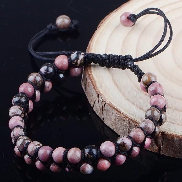 MASSIVE BEADS Double Layer Natural Chakra Healing Power Crystals Macrame Bracelet Yoga Stone Beads Gemstone Meditation Relax Anxiety Bangle for Unisex Women Men