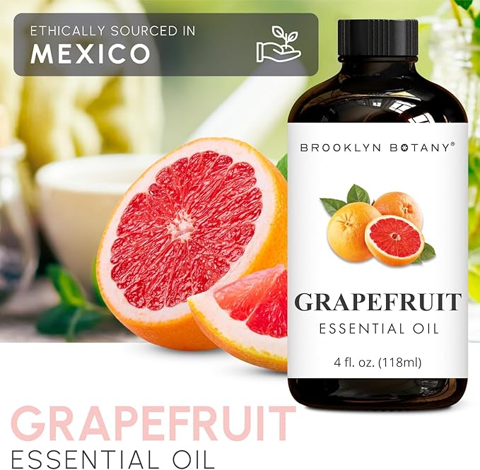 Brooklyn Botany Grapefruit Essential Oil - Huge 4 Fl Oz - 100% Pure and Natural - Premium Grade with Dropper - for Aromatherapy and Diffuser