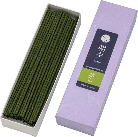 Asayu Japanese Low Smoke Green Tea Incense Sticks 20g Sample Size, 100% Made in Japan with Less Irritation, Non-Toxic Matcha Incense for Morning Energy, Yoga, Meditation or Mindfulness