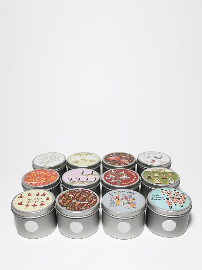 Sand + Fog - 12 Days of Christmas Candle Set - Winter Pine, Apple Cider, Cinnamon Noel, Balsam Cedar, Cinnamon Vanilla, Eucalyptus Fir, Frazier Fir, Golden Nutmeg, Holiday, Juniper Berry, Winter White