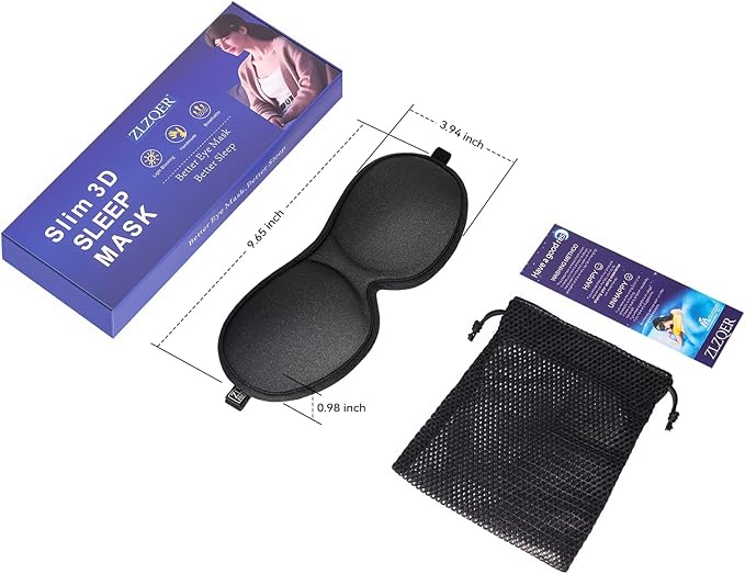 3D Sleep Mask Blackout – Ultra-Slim & Lightweight, Eye Masks Covers for Sleeping, Side Sleeper,Bulk, for Men Women,lash Extensions,Travel Nap Airplane,Night Time,Soft&Breathable (Black)