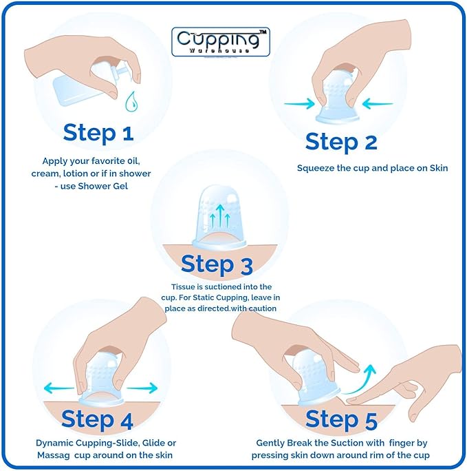 Cupping Warehouse Advanced Grip 6 PRO 6570 -Harder Cups for Advanced Dynamic Treatments- Professional Cupping Therapy Sets Silicone Massage Cups Back Hand Muscle and Joints