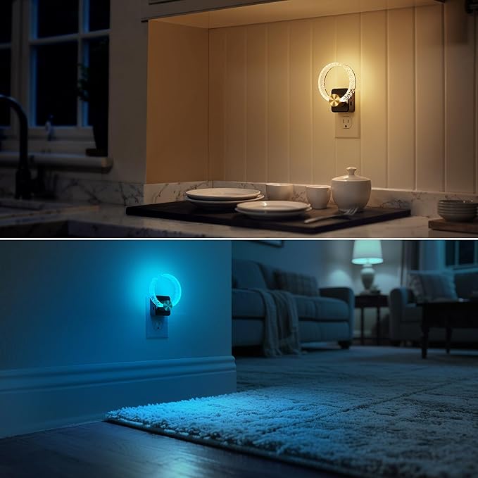 DORESshop Night Lights Plug Into Wall, [2 Pack] LED Night Light Color Changing RGB with Dusk-to-Dawn Sensor, Adjustable Brightness Dimmable Nightlights for Hallway, Bedroom,Kids Room