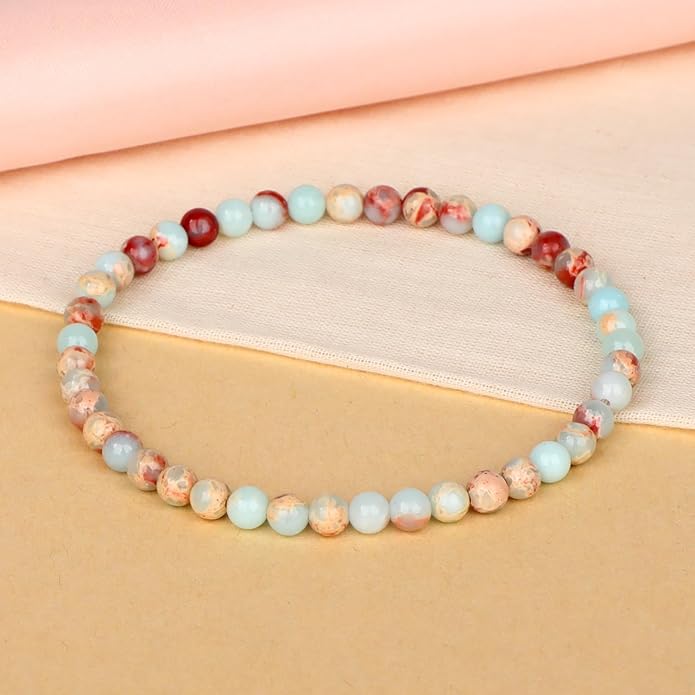 LPBeads Handmade Natural Gemstone Stretch Elastic Bracelet Healing Crystal Round Stone Beads Jewelry Gifts for Women Men