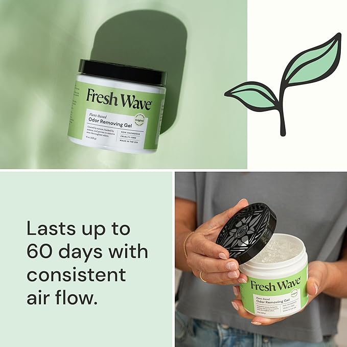 Fresh Wave Odor Removing Gel, 15 oz. - Odor Absorbers for Home, Safer Odor Relief, Natural Plant-Based Odor Eliminator, Every 15 oz. lasts 30-60 Days, For Cooking, Trash & Pets