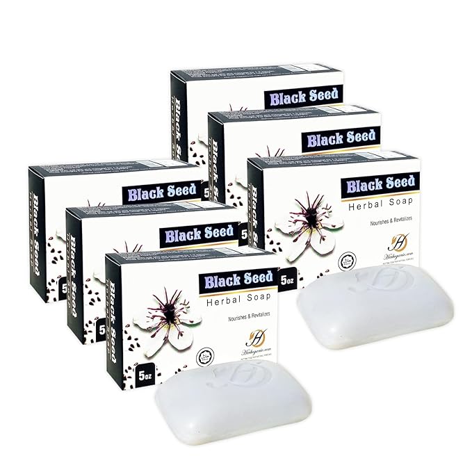 HERBOGANIC Blackseed Herbal Soap | Pack of 6 of 5oz soap Bar | Ideal for Men and Women, Soothing and Nourishing Soap for Moisturization