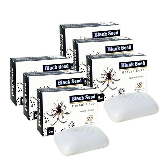HERBOGANIC Blackseed Herbal Soap | Pack of 6 of 5oz soap Bar | Ideal for Men and Women, Soothing and Nourishing Soap for Moisturization