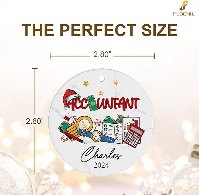 FLOCHIL Personalized Accountant Ornaments for Christmas Tree, Custom Accountant Christmas Ornament with Name, Gifts for Christmas