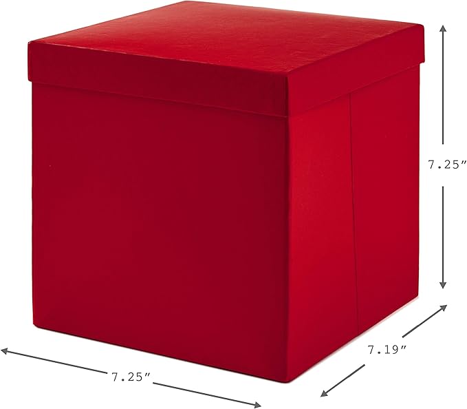 Hallmark Medium Gift Box with Lid and Shredded Paper Fill (Red 7 inch Box) for Birthdays, Graduations, Anniversaries, Christmas, Valentine's Day, All Occasion
