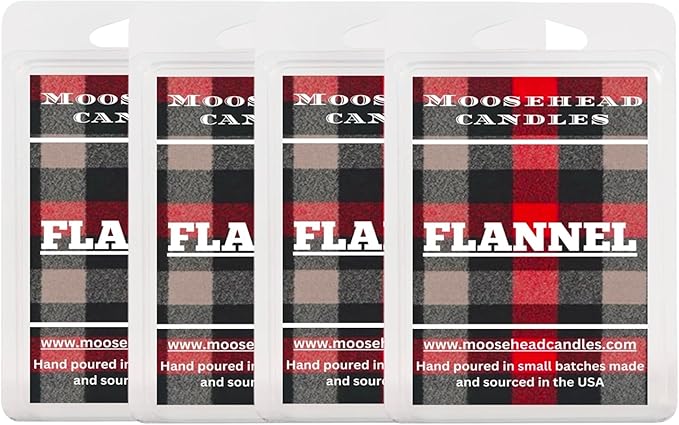Flannel Wax Melts – 4 Pack Soy Wax Melts for Warmers | Cozy Blend of Bergamot, Mahogany & Soft Musk | Long Lasting, Handmade, Pet Safe | Fall & Winter Home Fragrance