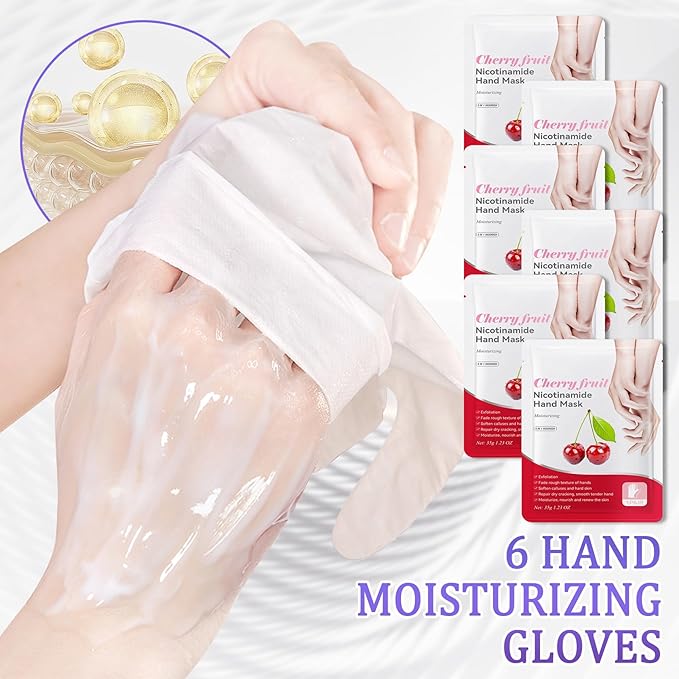 Hand Mask Moisturizing Gloves 6 Pack,Hydrating Hand Mask for Women,Soft Gloves for Dry Cracked Skin B
