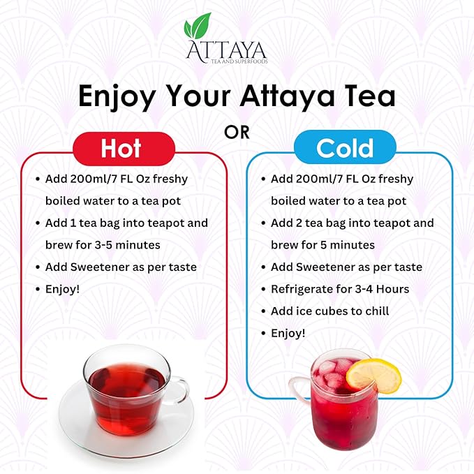 Attaya Pure Hibiscus Tea Bags 35 Count - Premium Herbal Tea - Dried Hibiscus Flowers - Antioxidant-Rich for Wellness & Relaxation - Caffeine-Free, Non-GMO, No Sugar - Eco-Friendly Bags