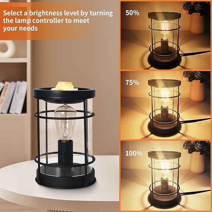 LIFFY Electric Fragrance Warmer - Wax Warmer for Scented Wax - Adjustable Brightness, Regular Shutdown and 2 Edison Bulbs Replacement, Cute Melter for Home Decor Office, Birthday Gifts for Women