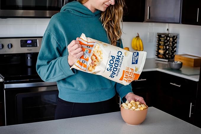Cybele's Free-to-Eat Ancient Grain Pops - Healthy Snacks, All Natural, Gluten-Free, Vegan, No Preservatives or Additives (Cheddar Pops 4oz, Pack of 2)