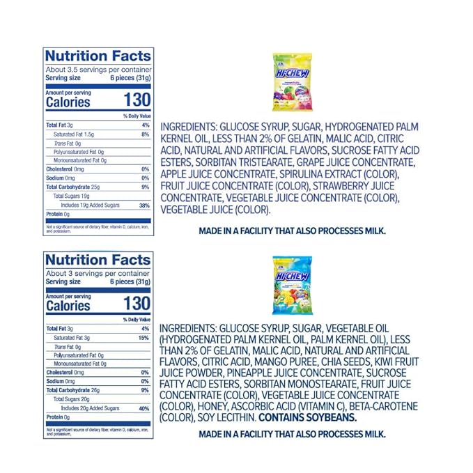 HI-CHEW Variety Mix, Pack of 6 Bags Including Salted Caramel - 15 Flavor Assort Sweet and Sour Chewy Halloween Candy, Fun Soft - Immensely Juicy Fruity Candy Flavors - Individually Wrapped for Sharing