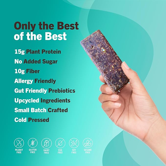 Amrita Nut Free 6 Flavor Variety Pack Vegan Protein Bars (12 CT) | 11g to 12g Plant-Based Protein Bar | Peanut Free, Gluten Free, and Dairy Free | Low Sugar, High Fiber, Healthy School-Safe Snacks