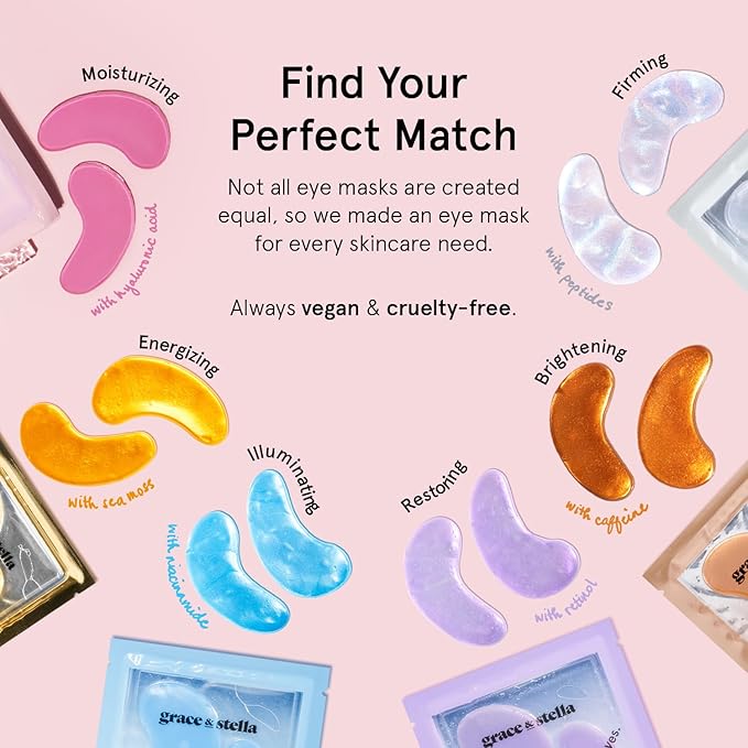 grace & stella Award Winning Under Eye Mask - Travel Essentials - Birthday Gifts for Women - Gel Eye Patches for Dark Circles, Puffy Eyes, Wrinkles, Undereye Bags - Vegan Self Care (48 Pairs, Gold)