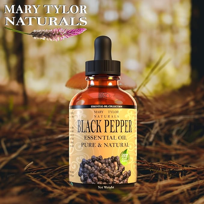 Black Pepper Essential Oil (1 oz), Premium Therapeutic Grade, 100% Pure and Natural, Perfect for Aromatherapy, Diffuser, DIY by Mary Tylor Naturals