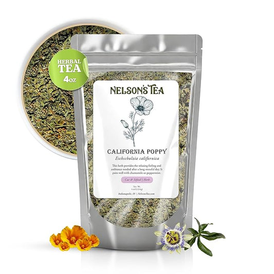 Nelson's Tea - California Poppy - Cut & Sifted - Loose Leaf - Herbal Tea - 4 Oz