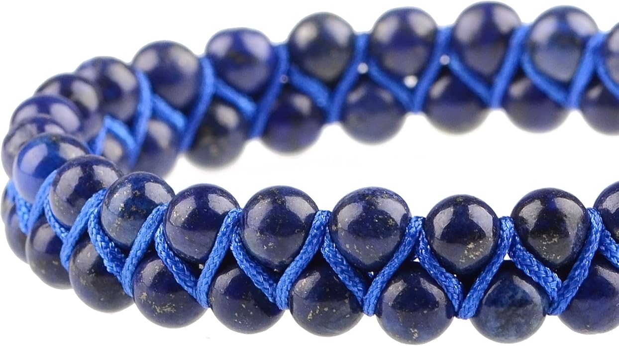 MASSIVE BEADS Double Layer Natural Chakra Healing Power Crystals Macrame Bracelet Yoga Stone Beads Gemstone Meditation Relax Anxiety Bangle for Unisex Women Men