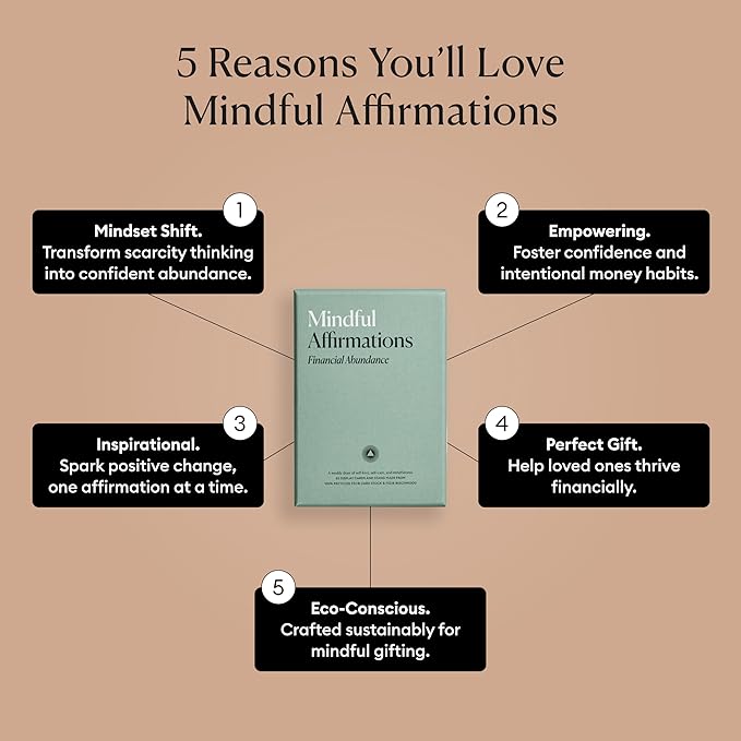 Intelligent Change Mindful Affirmation Cards for Financial Abundance, Daily Words of Inspiration, Self Affirmation Inspirational Gifts, Positive Affirmations with Display Stand, Deck of 52