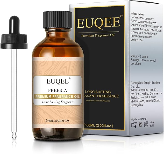 EUQEE Freesia Fragrance Oil, 60ml Premium Grade Essential Oils Scented Oil with Glass Dropper for Diffusers, DIY Soap & Bath Bombs (2.02 Fl oz)
