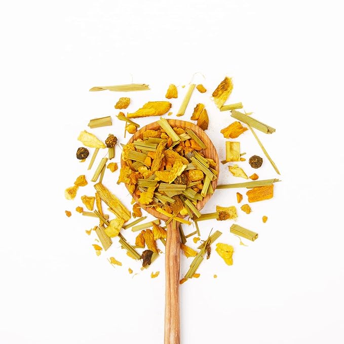 JusTea TURMERIC GINGER | Loose Leaf Herbal Tea | Recyclable Refill Pouch | 160+ Cups (15.5oz) | Caffeine Free | Award-Winning | Fair Trade | Non-GMO