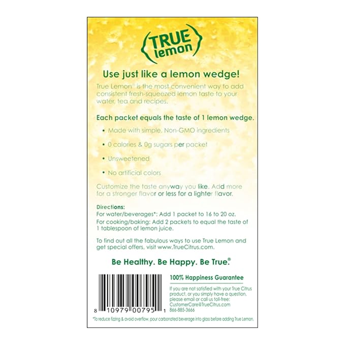 TRUE LEMON Water Enhancer, Bulk Dispenser, 100 Count (Pack of 1), 0 Calorie Drink Mix Packets For Water, Sugar Free Lemon Flavoring Powder Packets