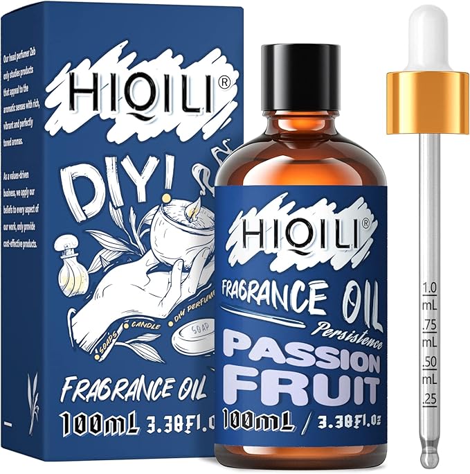 HIQILI Passion Fruit Fragrance Oil for DIY Candle, Soap, Perfume Making, Essential Oil Diffuser Use, Long Lasting Fresh & Exotic Scents - 3.38 Fl Oz