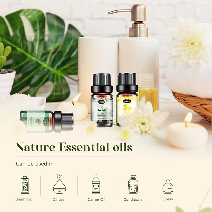 Essential Oils Set, Aromatherapy Essential Oil Kit for Diffuser, Humidifier, Massage, Skin Care (32 x 5ml) - Eucalyptus, Lavender, Tea Tree, Peppermint, Lemongrass, Frankincense, Cinnamon, Sandalwood
