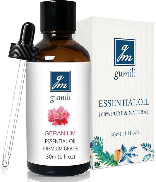 Geranium Essential Oil 1 Oz, 100% Pure Geranium Oil for Diffuser, Skin, Hair, Face, Soap & Candle Making, Aromatherapy & Massage