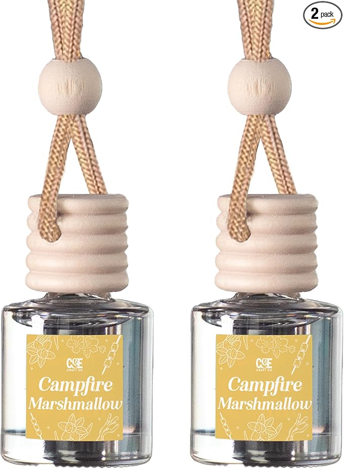CANDECraftCo Car Air Hanging Fragrance Oil, Car Auto Freshener for Essential Oils, Scents Fragrance Aromatherapy Automobile Diffuser, Long Lasting (Campfire Marshmallow)