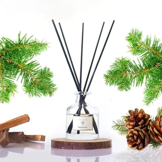 PRISTINE Balsam Pine & Fir Wood Fragrance Reed Diffuser, Oil & Room Diffusers with Reeds Stick Set | Refreshing Home Fragrance Scent Diffuser