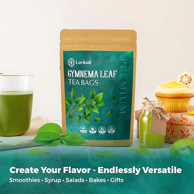 Lavitali, Gymnema Leaves Tea Bags | 120 bags, 100% Pure Herbal Tea | Caffeine-Free, Antioxidant-Rich, Eco-Friendly Filter Bag | Daily Natural Botanical, Hot or Iced Herbal Infusion